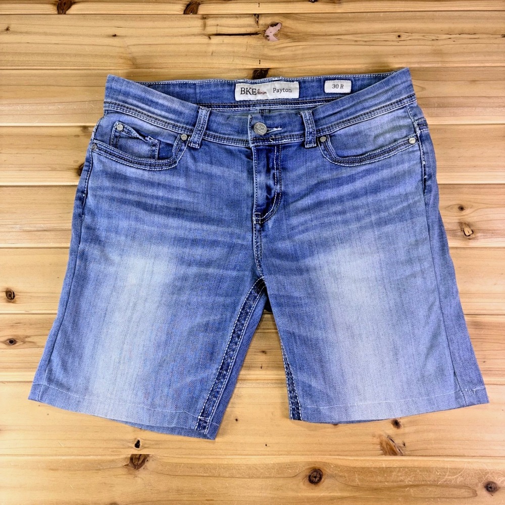 BKE Jean Shorts Womens 30 Payton Bermuda Thick Stitch Denim Blue Jean Shorts